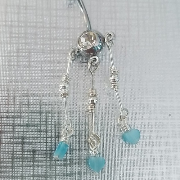 New Hanging Navel Belly Button Ring Clear Glass - Picture 3 of 3
